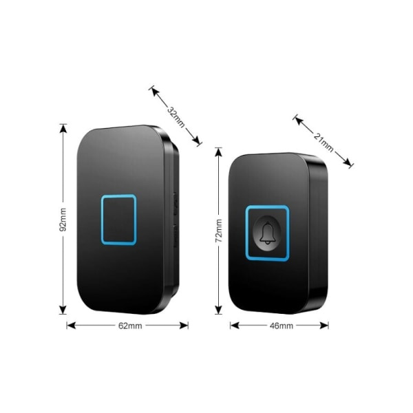 Trådlös dörrklocka, trådlös dörrklocka, 400 m set IP55 vattentät utomhus dörrklocka med 3 plug-in mottagare, 60 melodier, 5 volymnivåer, j