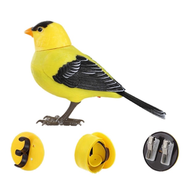 Papegøje Fuglebur Legetøj Elektrisk Syngende og Kvidrende Fuglelegetøj til Børn Amerikansk Gulddompap American Goldfinch 13.5cmx9cm