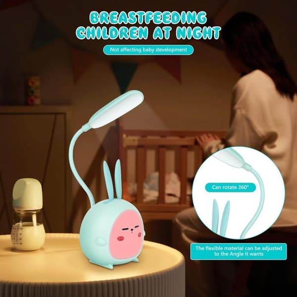Trådløs skrivebordslampe, barneskrivebordslampe, LED-skrivebordslampe, USB oppladbar, gave til gutter og jenter, blå
