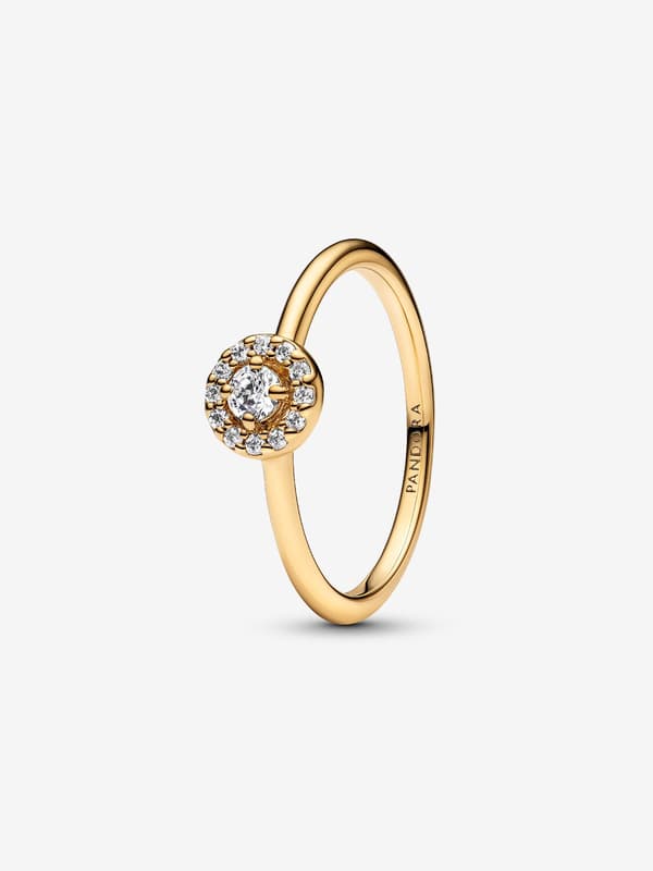 Pandora - Rund Pavé Halo Ring - 14k guldplätering Circumference: 52mm