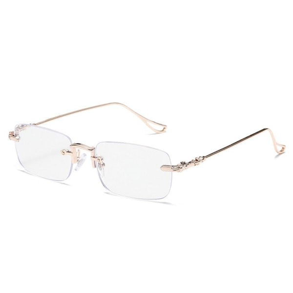 Anti-blått ljus läsglasögon Fyrkantiga glasögon Gold Strength 100