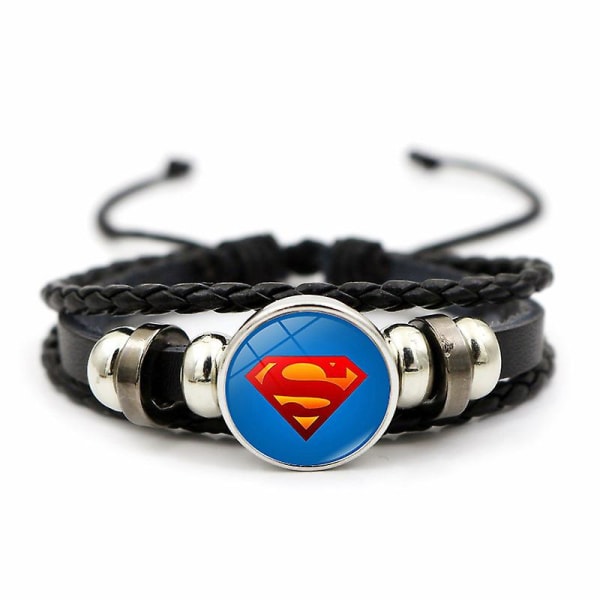 1 stk. Glitter Batman Wonder Woman Logo Time Stone Lær Armbånd Armbånd Smykker A3