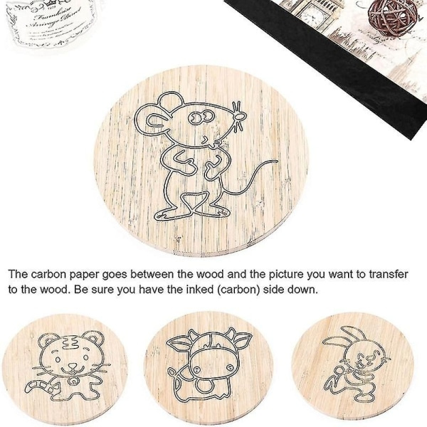 100 ark karbonpapir, sort grafitpapir til at spore designs på træ, papir, lærred og ot (FMY)-Perfet