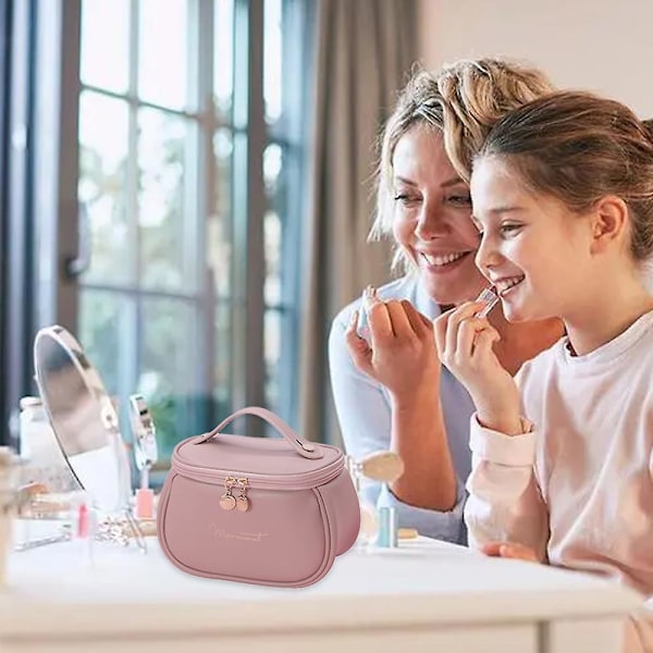 Uusi Pu Kosmetiikkalaukku Suurikapasiteettinen Kannettava Matkatavarasäilytyslaukku Vedenpitävä Kosmetiikkalaukku pink