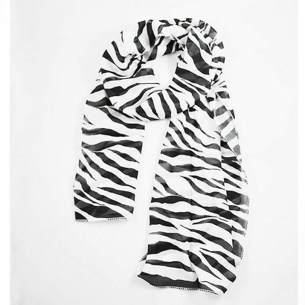 Sodial(r) sort hvid chiffon zebra striber stribet kvinder sjal tørklæder wrap pashmina gave