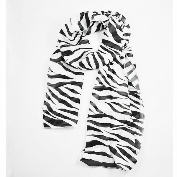 Sodial(r) sort hvid chiffon zebra strimler stribede kvinder sjal tørklæder wrap pashmina gave