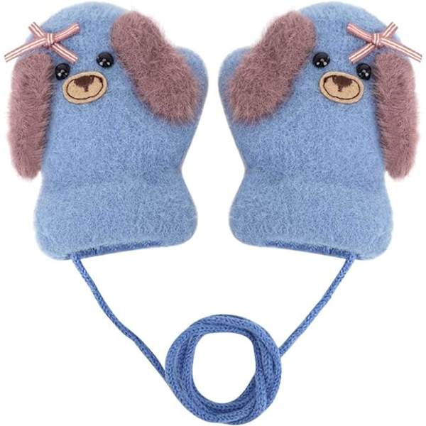 Baby Toddlers Varme Votter Magiske Stretch Votter Hansker på Snøring Gutter Jenter Strikkede Votter Tykk Fleece Fôr Nyfødte Votter Full Finger Votter