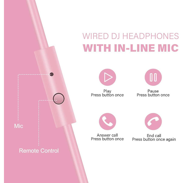Oneodio Over Ear -kuulokkeet, langalliset bassokuulokkeet 50 mm:n ajurilla, taitettavat kevyet kuulokkeet Shareport-liitännällä ja mikrofonilla äänitystä varten, seuranta, miksaus Pink