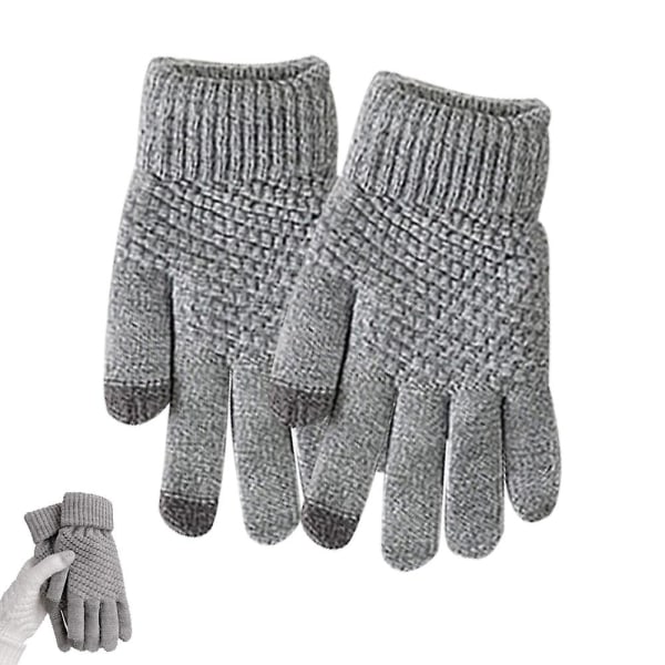Mænd og kvinders vinterplys fortykkede varme handsker Koldbestandige berøringsskærmshandsker grey