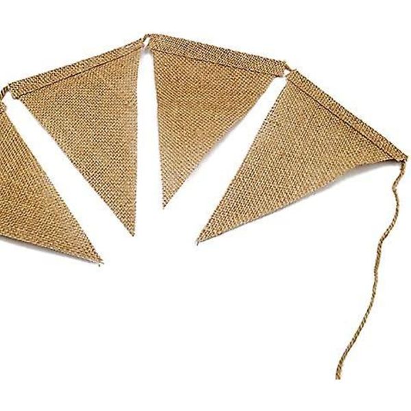 11 meter hessian banner, vimpelguirlande, 48 stk. jutevimpelguirlande, trekantflag til bryllupper, fester, dåbsdekoration (13 x 16 cm)