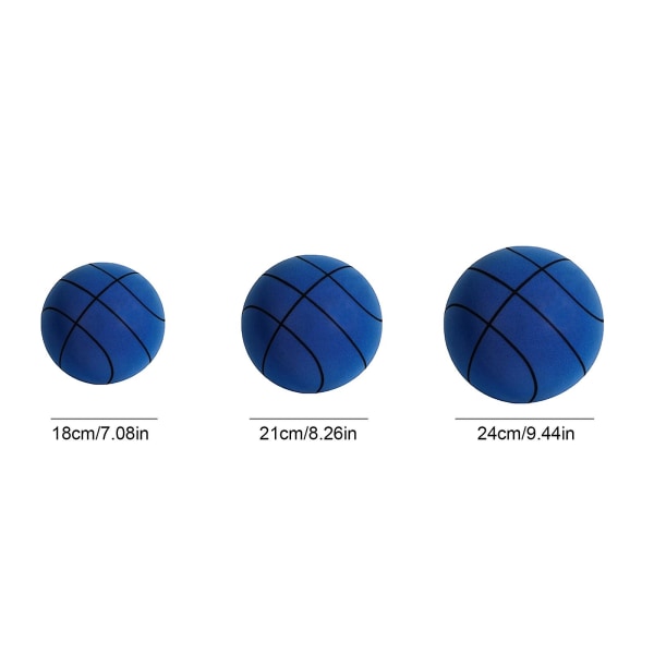 Hiljainen koripallo, lasten sisäharjoituspallo, päällystämätön korkeatiheyksinen vaahtomuovipallo 24cm Blue