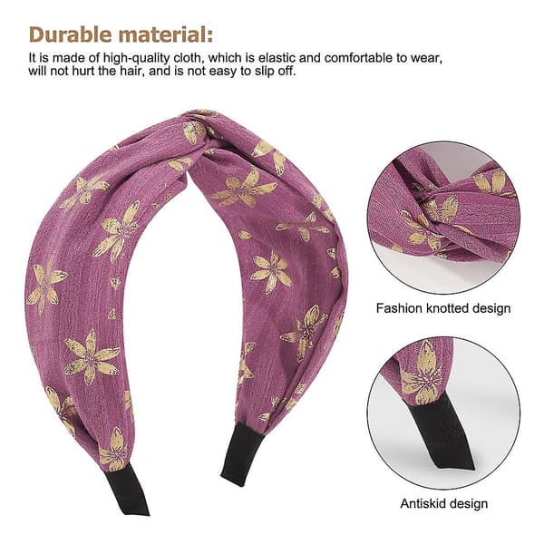 Hovedbånd til kvinders hår er chic, trykt stofhovedbånd, elegant kvinders hovedbånd sort purple