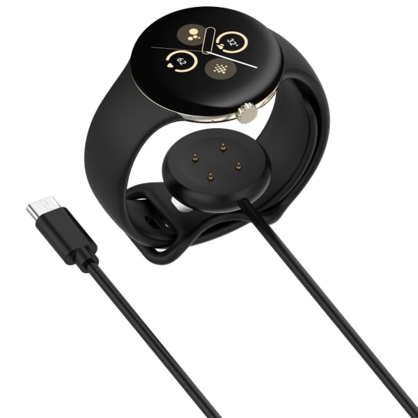 Latausteho Kestävä Sopii Pixel Watch 2:lle Magneettinen USB Nopea Latauskaapeli Telakointiasema Älykelloasema - Black Type C