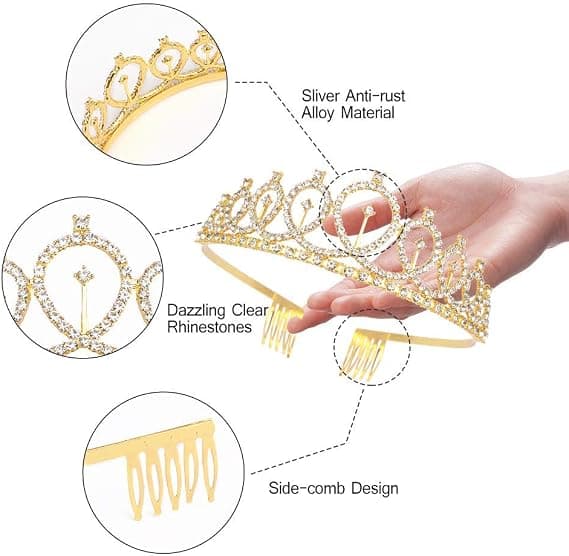 Bröllop Tiara Brudkrona Kristall Rhinestones Tiara Crown med Kam för Bröllopskrona med Kam