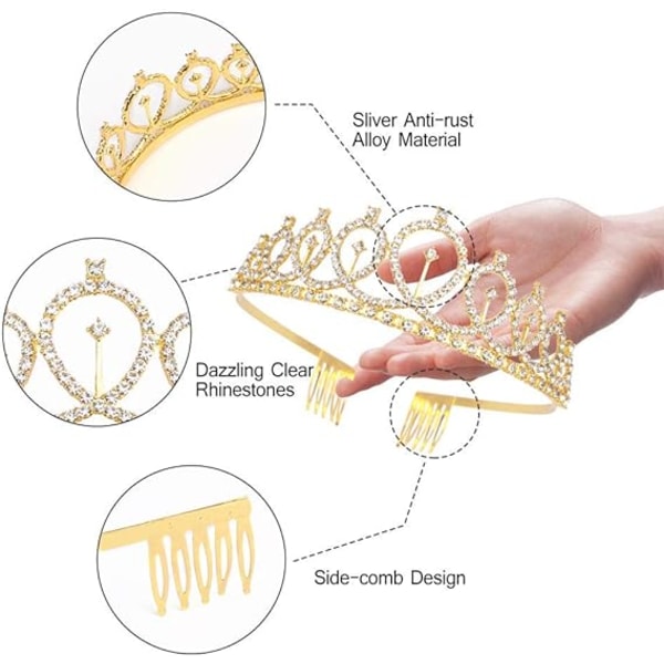 Bryllupstiara Brude Tiara Krystal Rhinestones Tiara Krone med Kam til Brude Bryllupskrone med Kam