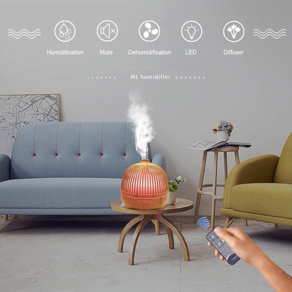 Eterisk oljediffuser, 550 ml ultralydluftfukter aromaterapidiffuser med 7 farger LED-lys