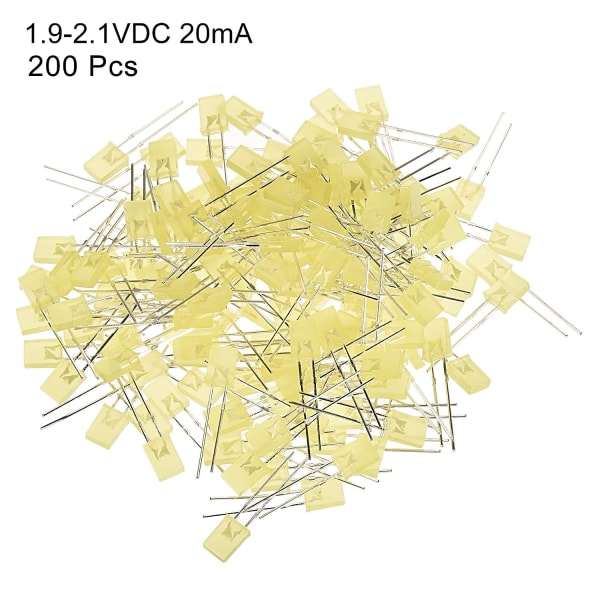 2x5x7mm x LED-lyslampe, 200 stk rektangulær lysende diode for elektronisk komponentindikator, gul