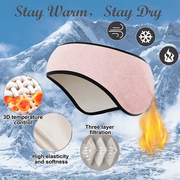 Varme øreværn til mænd og kvinder med løbe- og skiløb i koldt vejr. Lyserød pink
