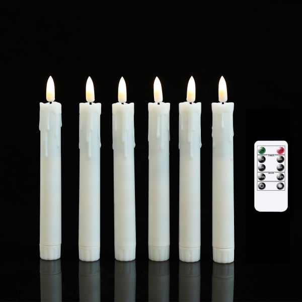 6 kpl 17,5 cm välkkyviä liekettömät kynttilät (beige) Remote Co:lla