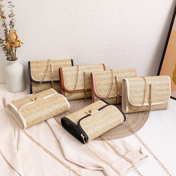 Mobiltelefonveske for jenter, fasjonabel stråveske, Messenger, fasjonabel og allsidig White Tassel