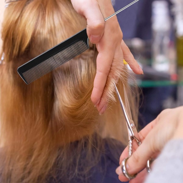 3 stk. rottehalekammer Salong frisørkam med rustfritt stålhåndtak, fintannet kam for kvinner, barber