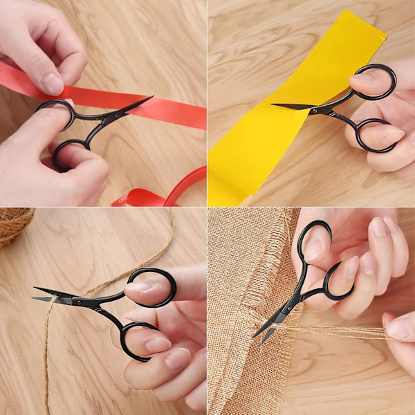 Saks, rustfrit stål elektroforese blade, syning, skole, kontor, specielt til fint arbejde, 9,5 cm, sort