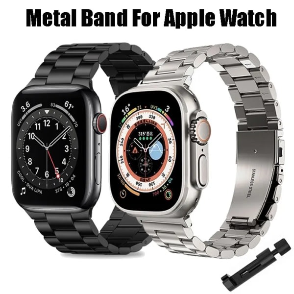 Rostfritt stålarmband för Apple Watch Band Ultra 42/44/45/49mm metallarmband för Iwatch Series 9 8 7 6 5 Titanium Color