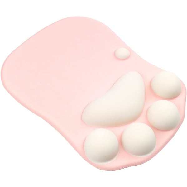 Cat Paw musmatta med handledsstöd, gelmusmatta med halkfri silikonbas, datormusmatta Gamingmusmatta för lindring av handledsvärk (rosa)