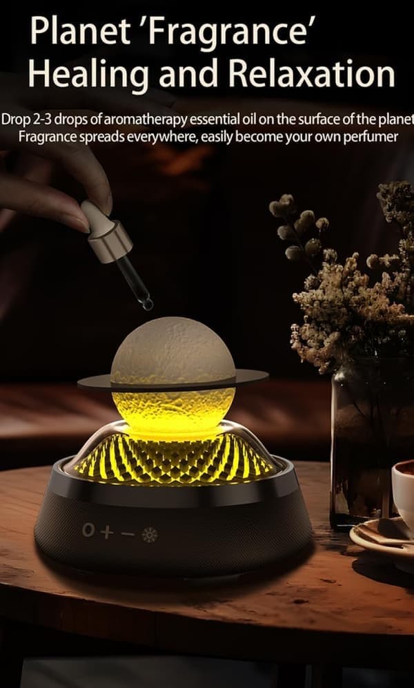 Bærbar Bluetooth-højttaler, æterisk oliediffuser, levitationsmånelampe, LED flydende Saturn-lampe med 6 farvetilstande bordlampe