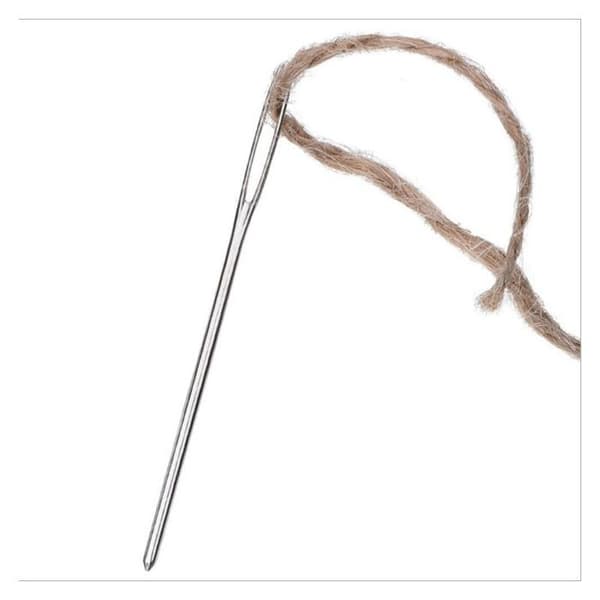 Trubbiga nålar med stora ögon, sticknålar av ståltråd, synålar, 9 stycken (silver)