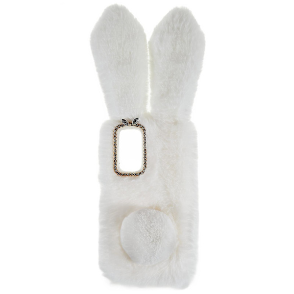För Xiaomi Redmi Note 11 4g (qualcomm) Fuzzy Fluffy Bunny Ear Case Mjuk Plysch Flexibel Tpu Strass Dekor Baksida White