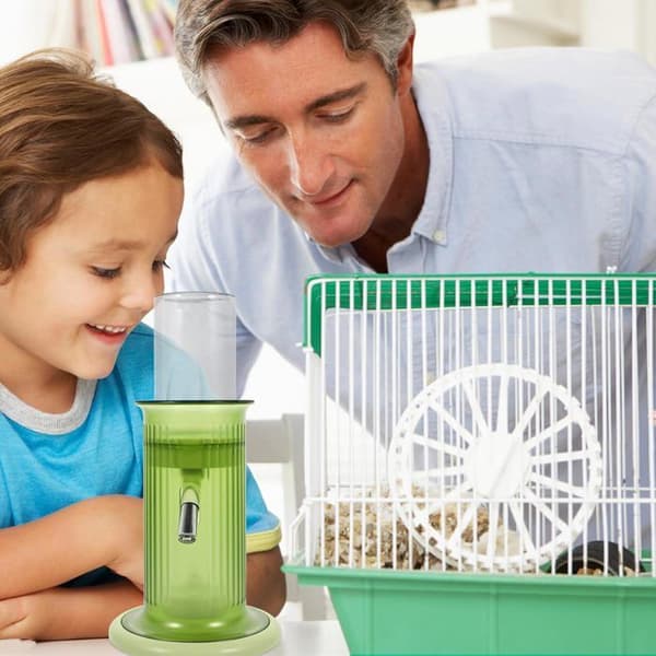 Automatisk vattendispenser i polypropen och glas, praktisk och läckagesäker design för stående hamstrar