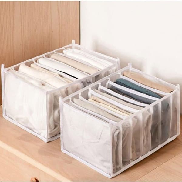 Sæt med 2 foldbare stoforganisatorer, 9-rums foldbare skuffeorganisatorer, hvid, 36*25*20cm