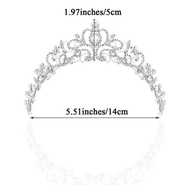 Bröllopskrona och tiara med kristaller för brudens hårtillbehör Silver Hart tiara för kvinnor och flickor