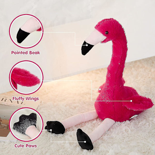 1 st Pratande Flamingo Upprepar Vad Du Säger Interaktiv Söta Plyschleksaker Stoppade Djur Födelsedagspresenter För Pojkar Och Flickor, Röd