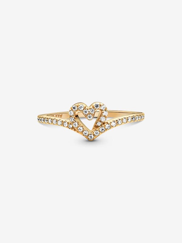 Pandora - P Timeless Wish Sparkling Heart Ring - 14k guldplätering Circumference: 56mm