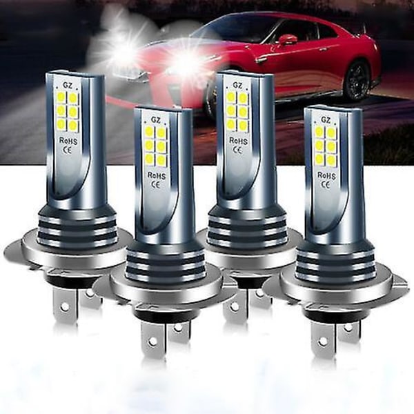 4x H7 LED-strålkastarlampor Kit Helljus Halvljus 10w 1110lm Super Bright 6000k Vit