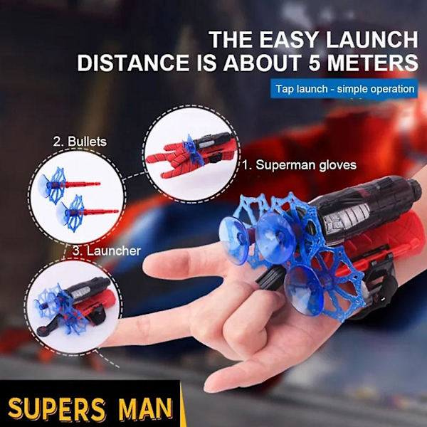 Spiderman Spider Web Launcher, Superhelt, Spyttende Silkehandsker, Børnelegetøj