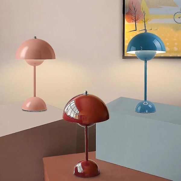 Mushroom Flower Bud Genopladelig Led Bordlampe Skrivebord Nat Til Soveværelse Spisestue Touch Nattelys Enkel Moderne Dekoration rechargeable yellow