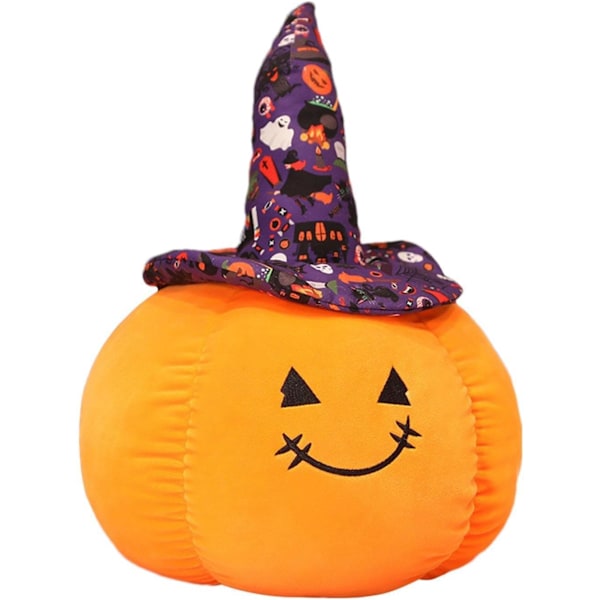 Halloween Pudekast - Halloween Plys Pudekast - Dekorativ Jack-O-Lantern Pude, Hjemmeindretning, Happy Halloween Græskar Pude til Halloween Purple Hat