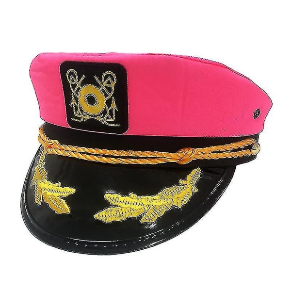 Kaptajn Yacht Sailor Hat Justerbar Hat Flad Top Visor - Hvid - 1 Stykke pink
