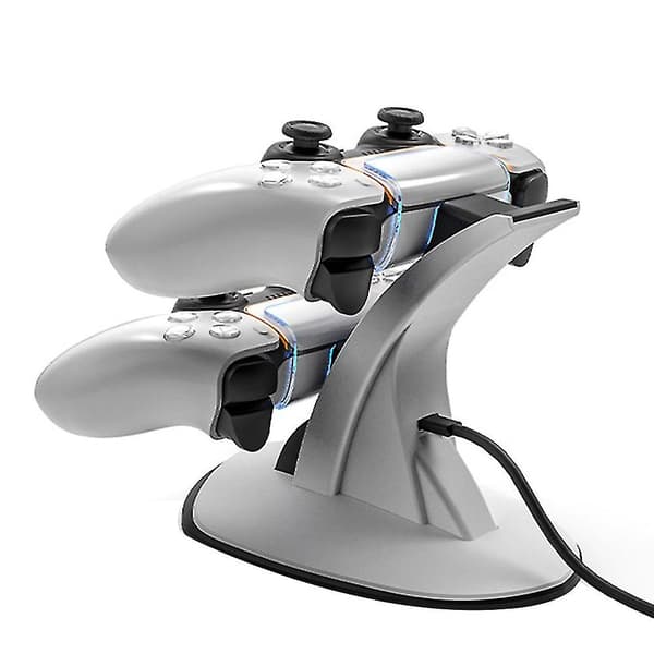 Dubbel snabbladdningsstativ Controller laddningsstation för 5 spelmaskinstillbehör Hy