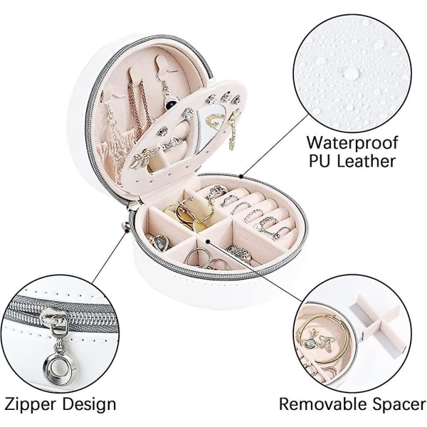 Liten smyckeskrin, rese-smyckeskrin i PU-läder, bärbar smyckesförvaring