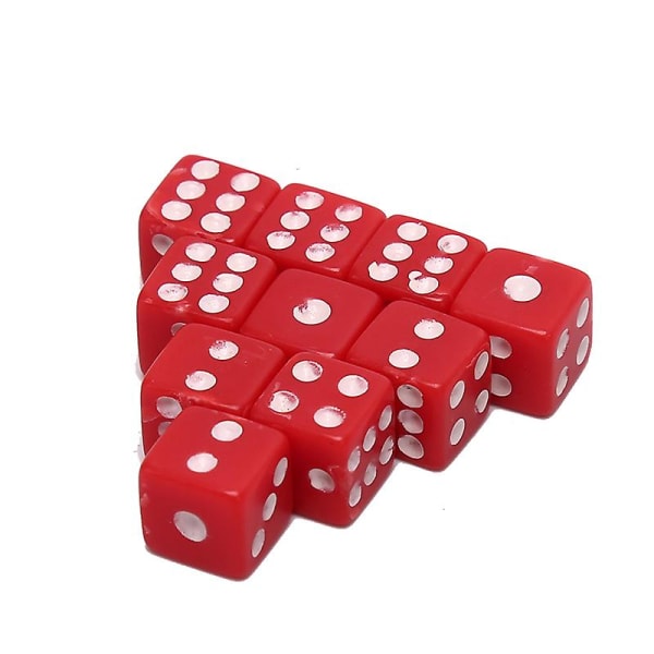 50 stk terninger spillterninger standard sekssidede terninger bursdagsfester brettspill Red 50 Pcs