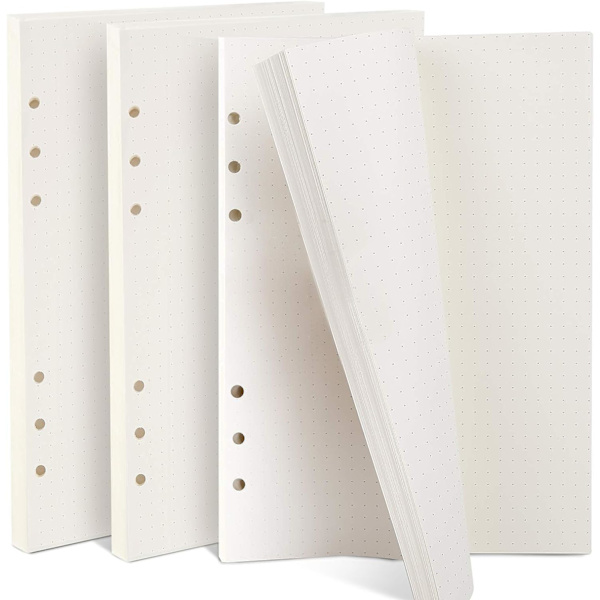 3 pakker prikket papir, 135 ark/270 sider A5(21 x 14,2 cm) 6-rings genopfyldelig notesblok, A5 planlægningsindsatser genopfyldninger prikker gitterpapir