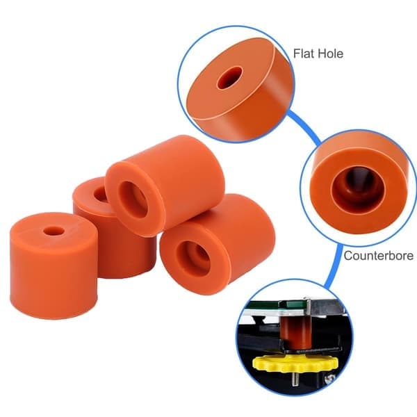 12 stk. 3D-printer opvarmet seng nivelleringsdele, 16 mm 3D-printer nivelleringssøjle silikonebuffer 3D-printer opvarmet seng nivelleringsdele nivellering