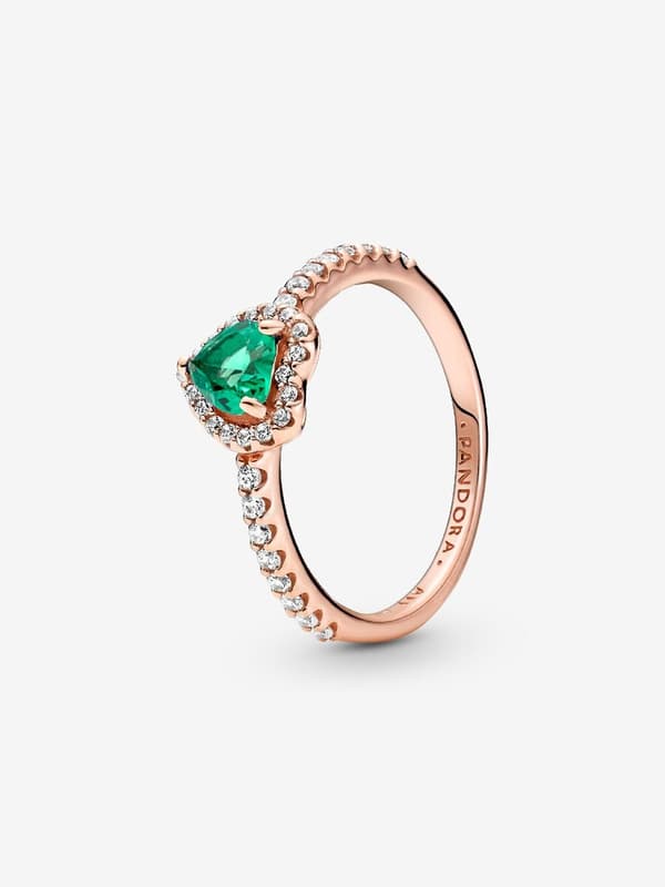 Pandora - Sparkling Elevated Heart Ring - 14k roséguldplätering Circumference: 54mm