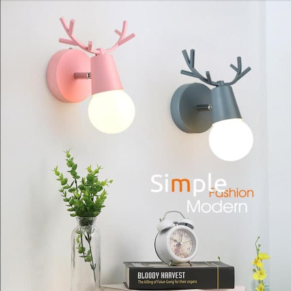 Vägglampa med horn, GRÅ JÄRN, grå Järn-Järn grey Iron-Iron