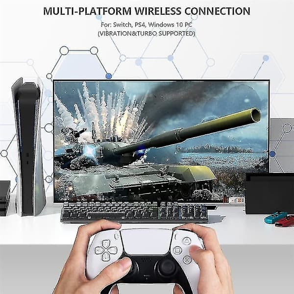 R100 Pro USB-vastaanotin langaton sovitin Gamepad-muunnin PS4, PS5 Series Switch -ohjaimelle Bluet - MXBC