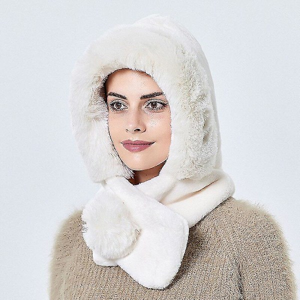 Talvinen lämmin turkishattu korvaläpillä naisille paksuuntunut huppu ulkona tuulenpitävä pehmeä pörröinen pipo naisille venäläistyylinen Beige